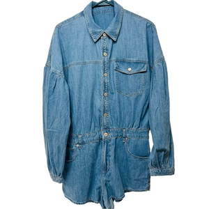 We The Free Long Sleeve Denim Romper Medium see measurements